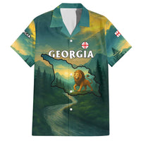 Georgia Hawaiian Shirt with Green Mountain Landscape with Map Outline Lion and Legends Rise Quote Design - Wonder Print Shop