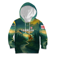 Georgia Kid Hoodie with Green Mountain Landscape with Map Outline Lion and Legends Rise Quote Design - Wonder Print Shop