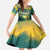 Georgia Kid Short Sleeve Dress with Green Mountain Landscape with Map Outline Lion and Legends Rise Quote Design - Wonder Print Shop