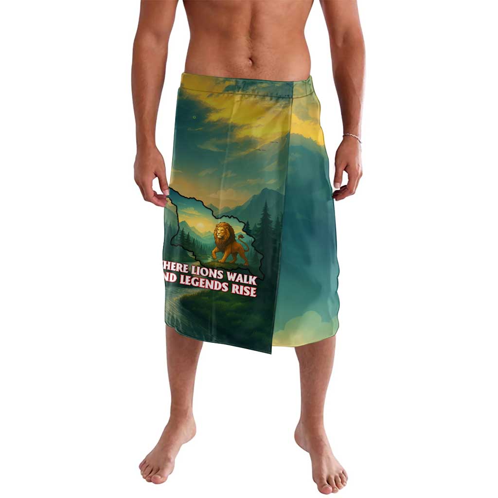 Georgia Lavalava with Green Mountain Landscape with Map Outline Lion and Legends Rise Quote Design - Wonder Print Shop