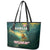 Georgia Leather Tote Bag with Green Mountain Landscape with Map Outline Lion and Legends Rise Quote Design - Wonder Print Shop