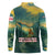 Georgia Long Sleeve Polo Shirt with Green Mountain Landscape with Map Outline Lion and Legends Rise Quote Design - Wonder Print Shop