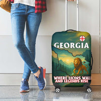 Georgia Luggage Cover with Green Mountain Landscape with Map Outline Lion and Legends Rise Quote Design - Wonder Print Shop