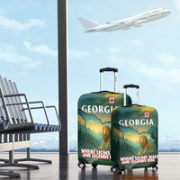 Georgia Luggage Cover with Green Mountain Landscape with Map Outline Lion and Legends Rise Quote Design - Wonder Print Shop