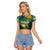Georgia Raglan Cropped T Shirt with Green Mountain Landscape with Map Outline Lion and Legends Rise Quote Design - Wonder Print Shop