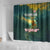 Georgia Shower Curtain with Green Mountain Landscape with Map Outline Lion and Legends Rise Quote Design - Wonder Print Shop