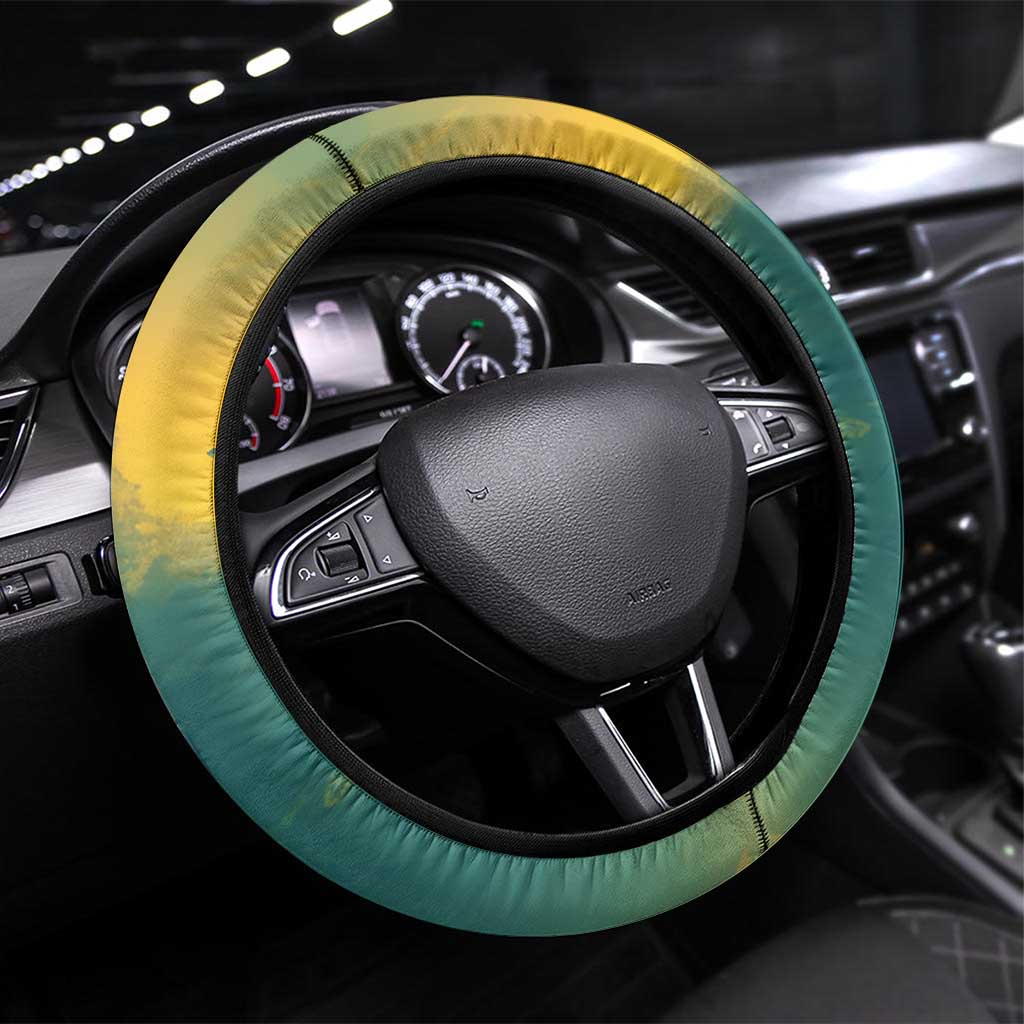 Georgia Steering Wheel Cover with Green Mountain Landscape with Map Outline Lion and Legends Rise Quote Design - Wonder Print Shop