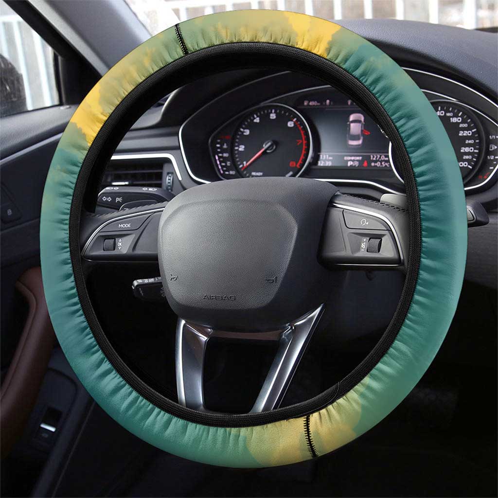 Georgia Steering Wheel Cover with Green Mountain Landscape with Map Outline Lion and Legends Rise Quote Design - Wonder Print Shop