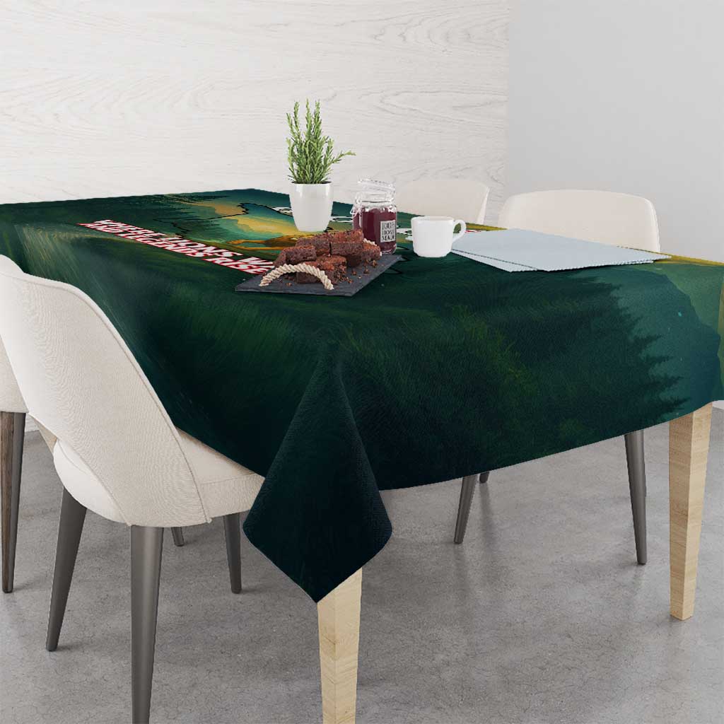Georgia Tablecloth with Green Mountain Landscape with Map Outline Lion and Legends Rise Quote Design - Wonder Print Shop