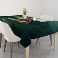 Georgia Tablecloth with Green Mountain Landscape with Map Outline Lion and Legends Rise Quote Design - Wonder Print Shop
