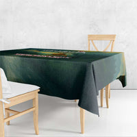 Georgia Tablecloth with Green Mountain Landscape with Map Outline Lion and Legends Rise Quote Design - Wonder Print Shop