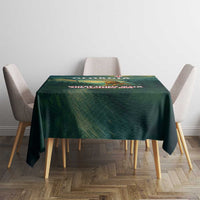 Georgia Tablecloth with Green Mountain Landscape with Map Outline Lion and Legends Rise Quote Design - Wonder Print Shop