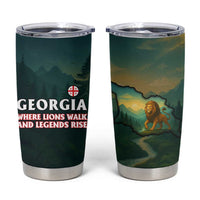 Georgia Tumbler Cup with Green Mountain Landscape with Map Outline Lion and Legends Rise Quote Design - Wonder Print Shop