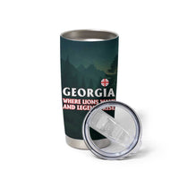 Georgia Tumbler Cup with Green Mountain Landscape with Map Outline Lion and Legends Rise Quote Design - Wonder Print Shop