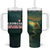 Georgia Tumbler With Handle with Green Mountain Landscape with Map Outline Lion and Legends Rise Quote Design - Wonder Print Shop