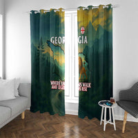 Georgia Window Curtain with Green Mountain Landscape with Map Outline Lion and Legends Rise Quote Design - Wonder Print Shop