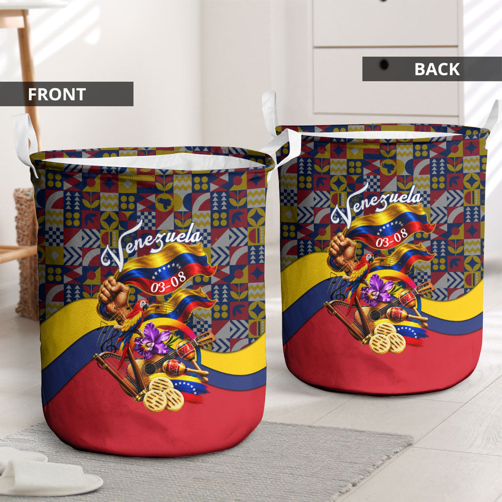 Venezuela Flag Day Patriotism Laundry Basket Heritage Flag Jaguar Traditional Instruments