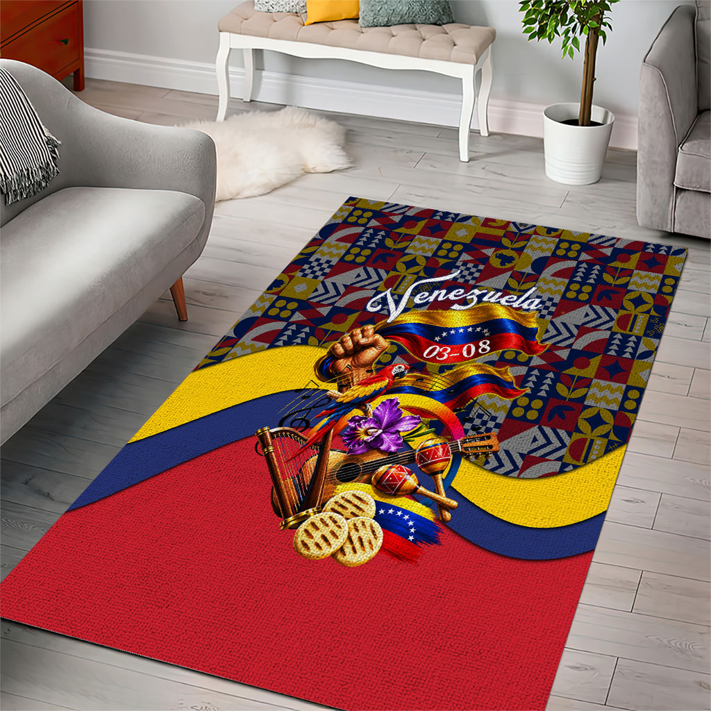 Venezuela Flag Day Patriotism Area Rug Heritage Flag Jaguar Traditional Instruments