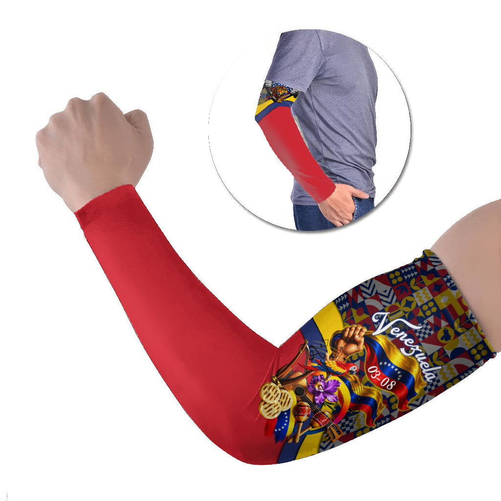 Venezuela Flag Day Patriotism Arm Sleeves Heritage Flag Jaguar Traditional Instruments