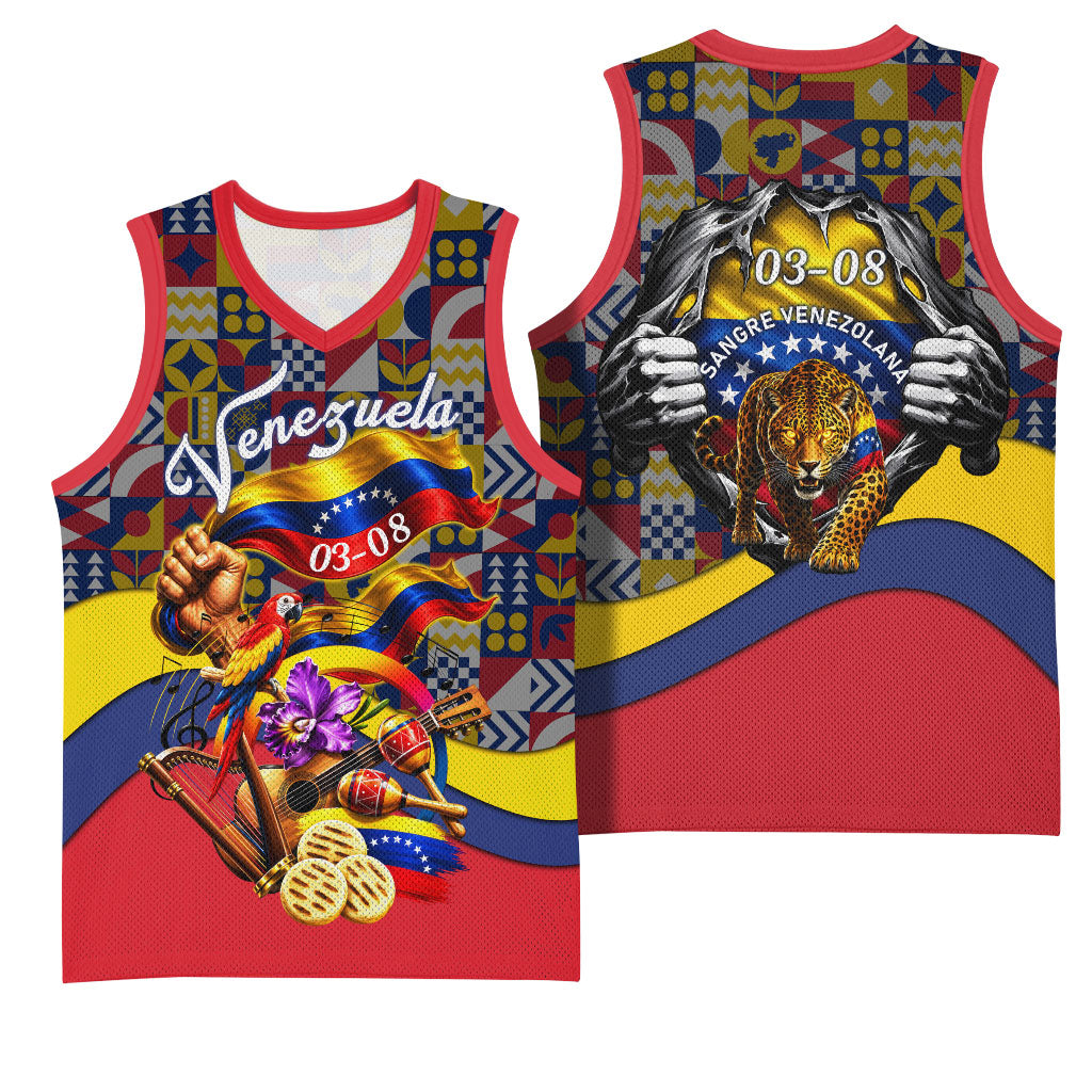Venezuela Flag Day Patriotism Basketball Jersey Heritage Flag Jaguar Traditional Instruments
