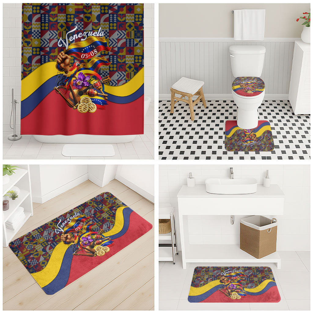 Venezuela Flag Day Patriotism Bathroom Set Heritage Flag Jaguar Traditional Instruments