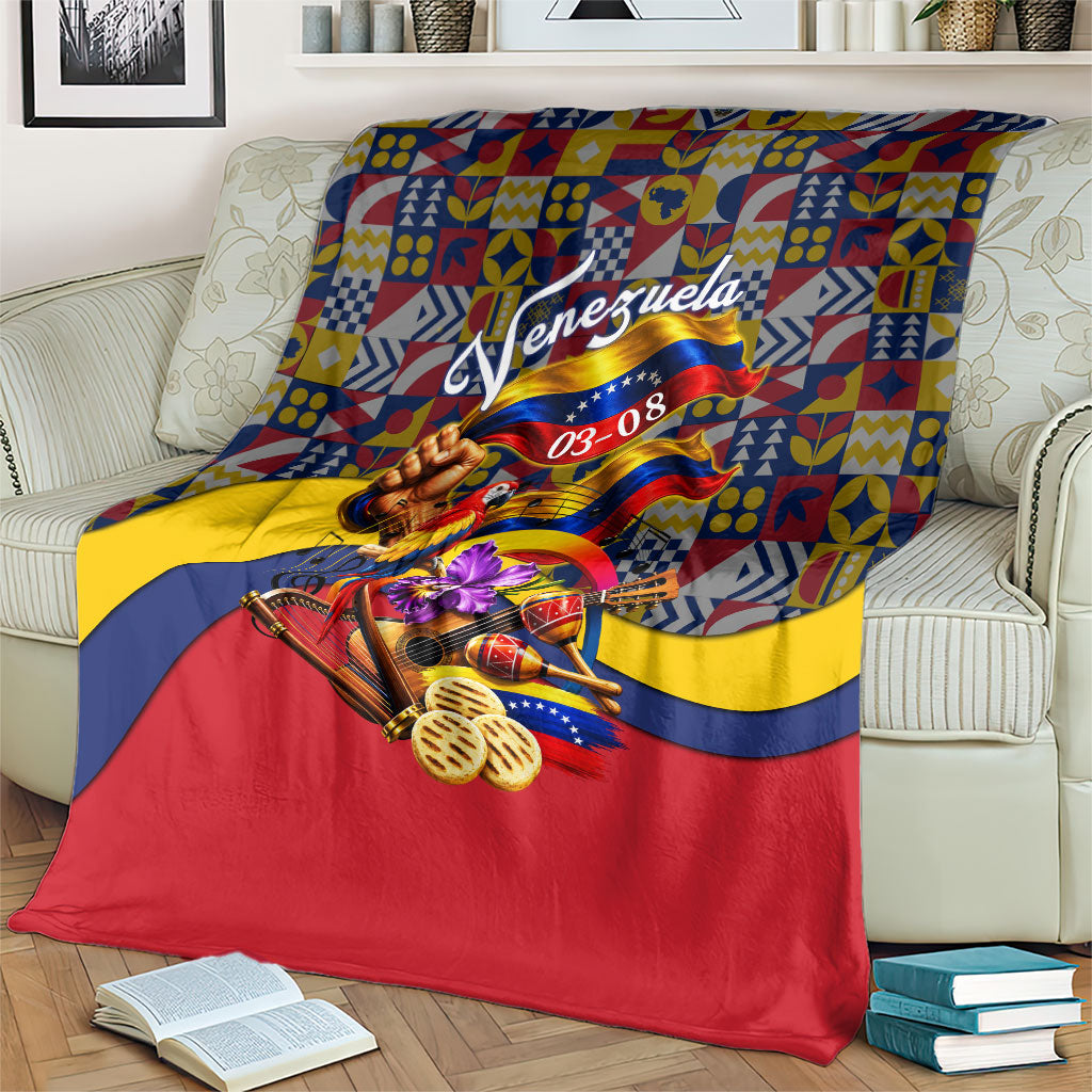 Venezuela Flag Day Patriotism Blanket Heritage Flag Jaguar Traditional Instruments