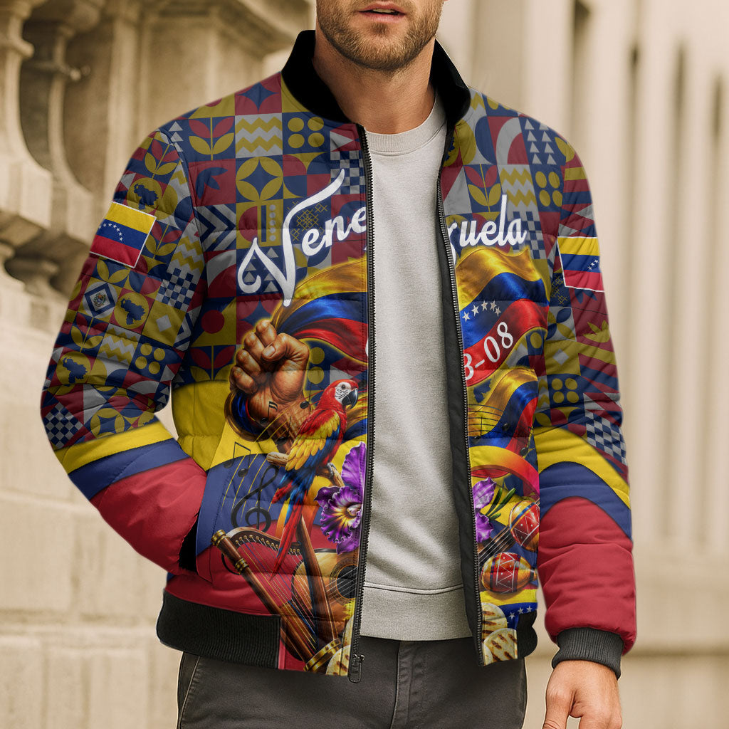 Venezuela Flag Day Patriotism Bomber Puffer Jacket Heritage Flag Jaguar Traditional Instruments