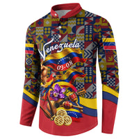 Venezuela Flag Day Patriotism Button Sweatshirt Heritage Flag Jaguar Traditional Instruments