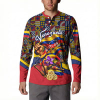 Venezuela Flag Day Patriotism Button Sweatshirt Heritage Flag Jaguar Traditional Instruments