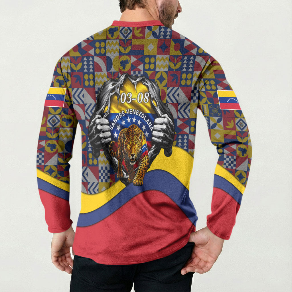 Venezuela Flag Day Patriotism Button Sweatshirt Heritage Flag Jaguar Traditional Instruments