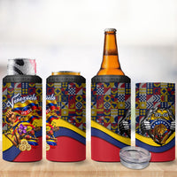 Venezuela Flag Day Patriotism 4 in 1 Can Cooler Tumbler Heritage Flag Jaguar Traditional Instruments