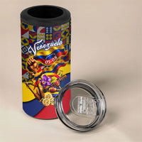 Venezuela Flag Day Patriotism 4 in 1 Can Cooler Tumbler Heritage Flag Jaguar Traditional Instruments