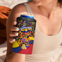 Venezuela Flag Day Patriotism 4 in 1 Can Cooler Tumbler Heritage Flag Jaguar Traditional Instruments