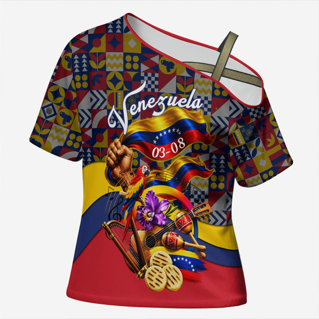 Venezuela Flag Day Patriotism Cross Shoulder Shirt Heritage Flag Jaguar Traditional Instruments