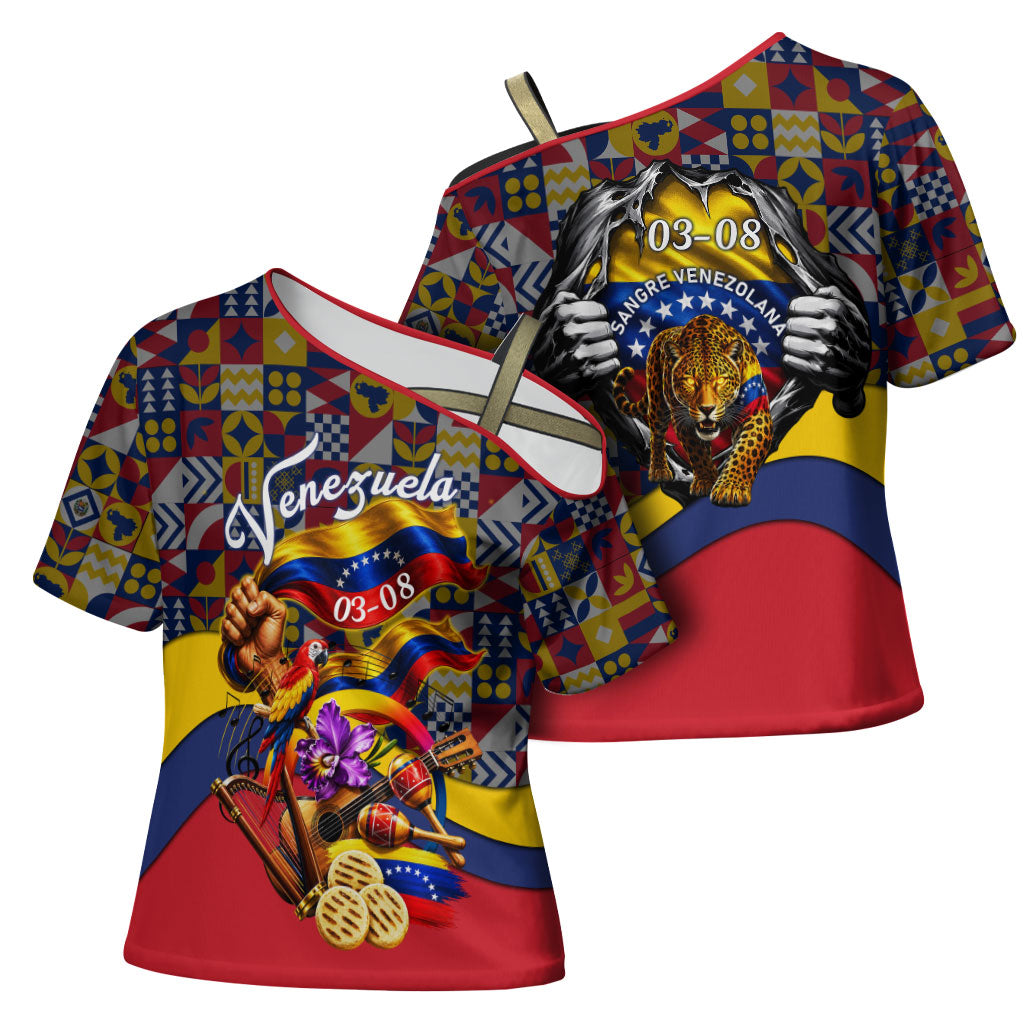 Venezuela Flag Day Patriotism Cross Shoulder Shirt Heritage Flag Jaguar Traditional Instruments