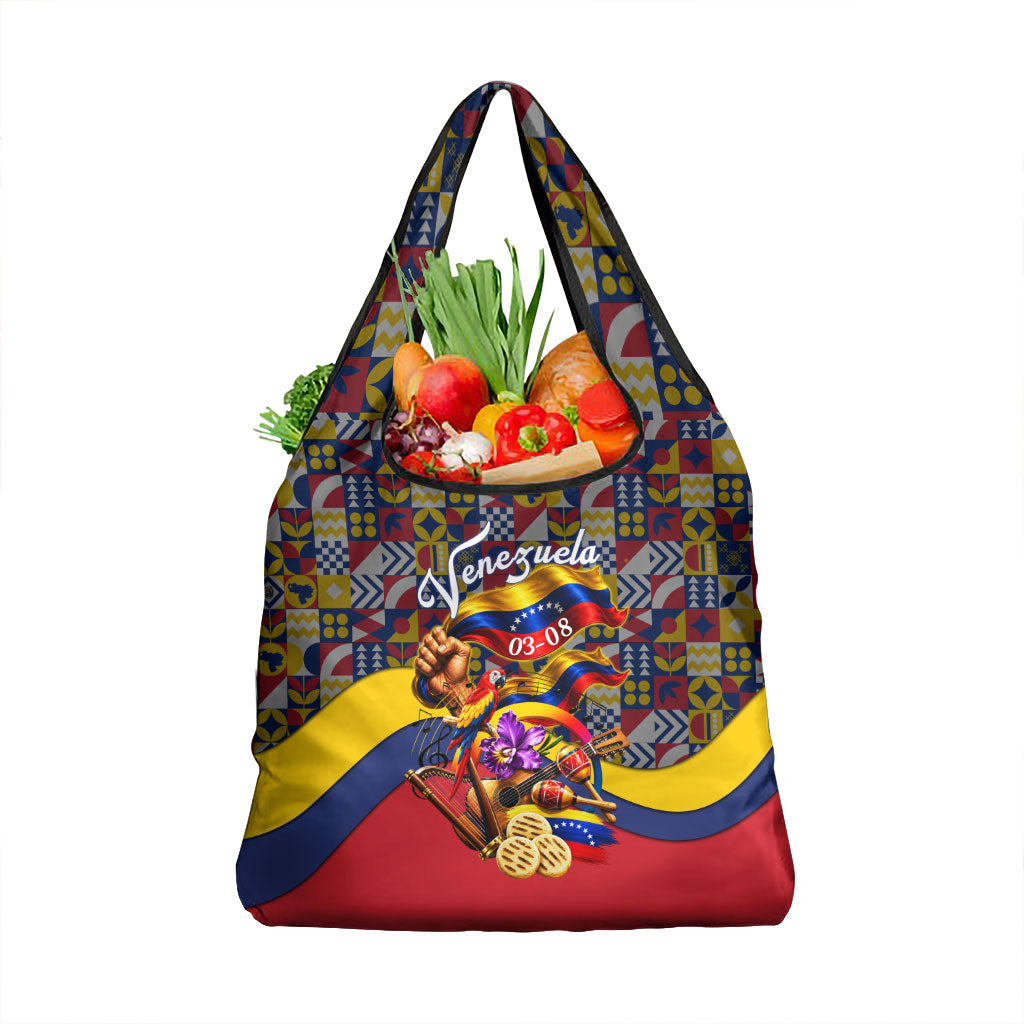 Venezuela Flag Day Patriotism Grocery Bag Heritage Flag Jaguar Traditional Instruments