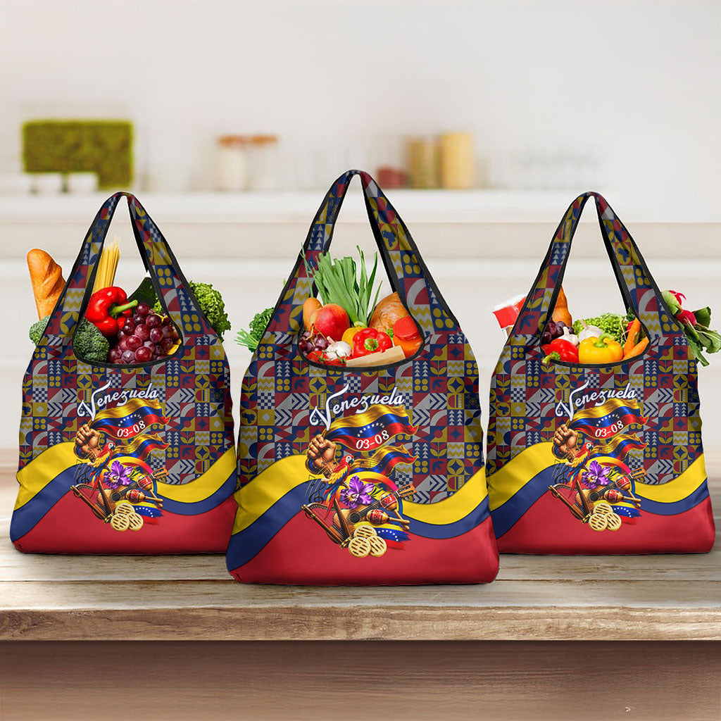 Venezuela Flag Day Patriotism Grocery Bag Heritage Flag Jaguar Traditional Instruments