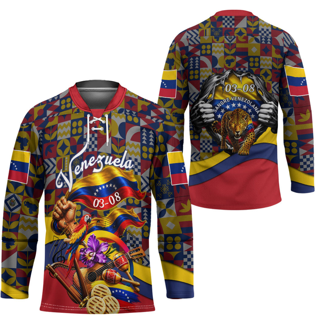Venezuela Flag Day Patriotism Hockey Jersey Heritage Flag Jaguar Traditional Instruments
