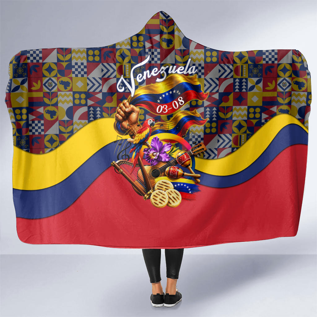Venezuela Flag Day Patriotism Hooded Blanket Heritage Flag Jaguar Traditional Instruments