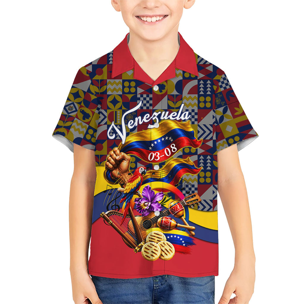 Venezuela Flag Day Patriotism Kid Hawaiian Shirt Heritage Flag Jaguar Traditional Instruments