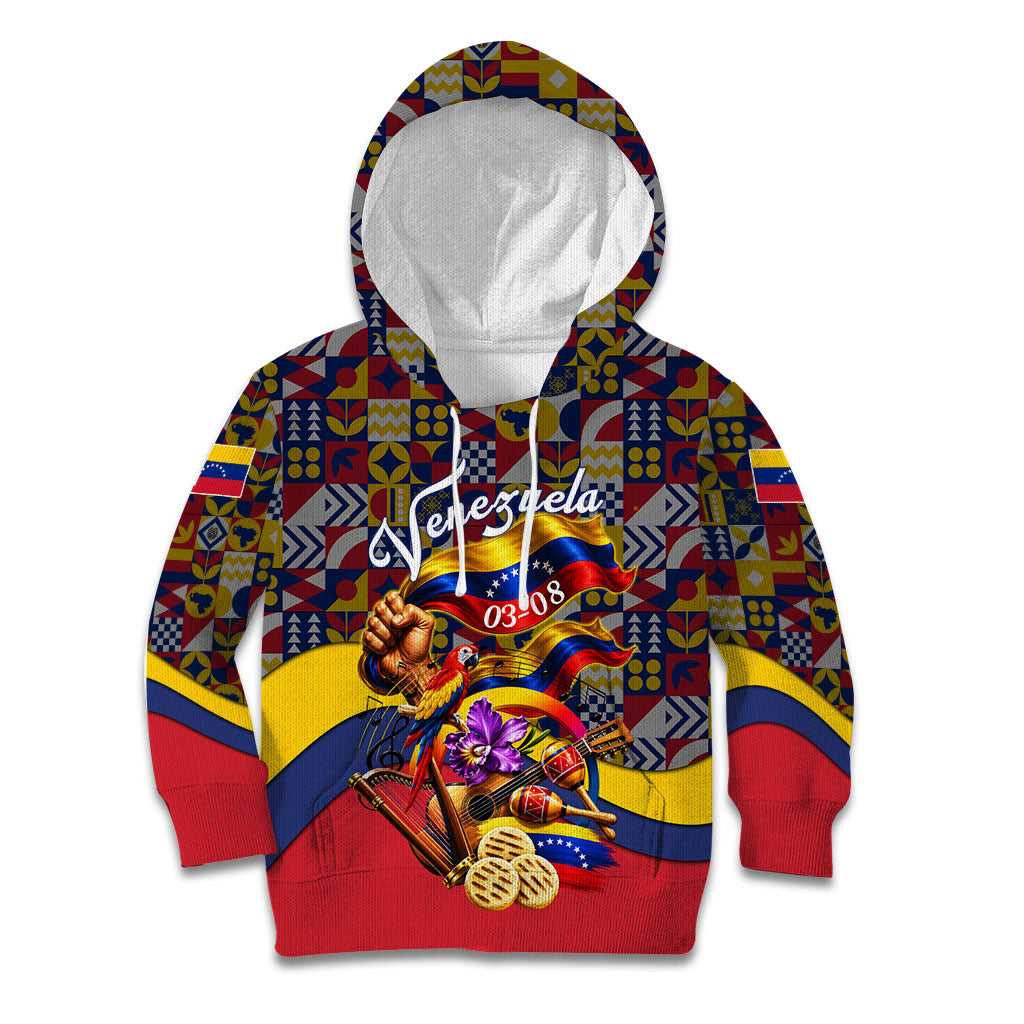 Venezuela Flag Day Patriotism Kid Hoodie Heritage Flag Jaguar Traditional Instruments