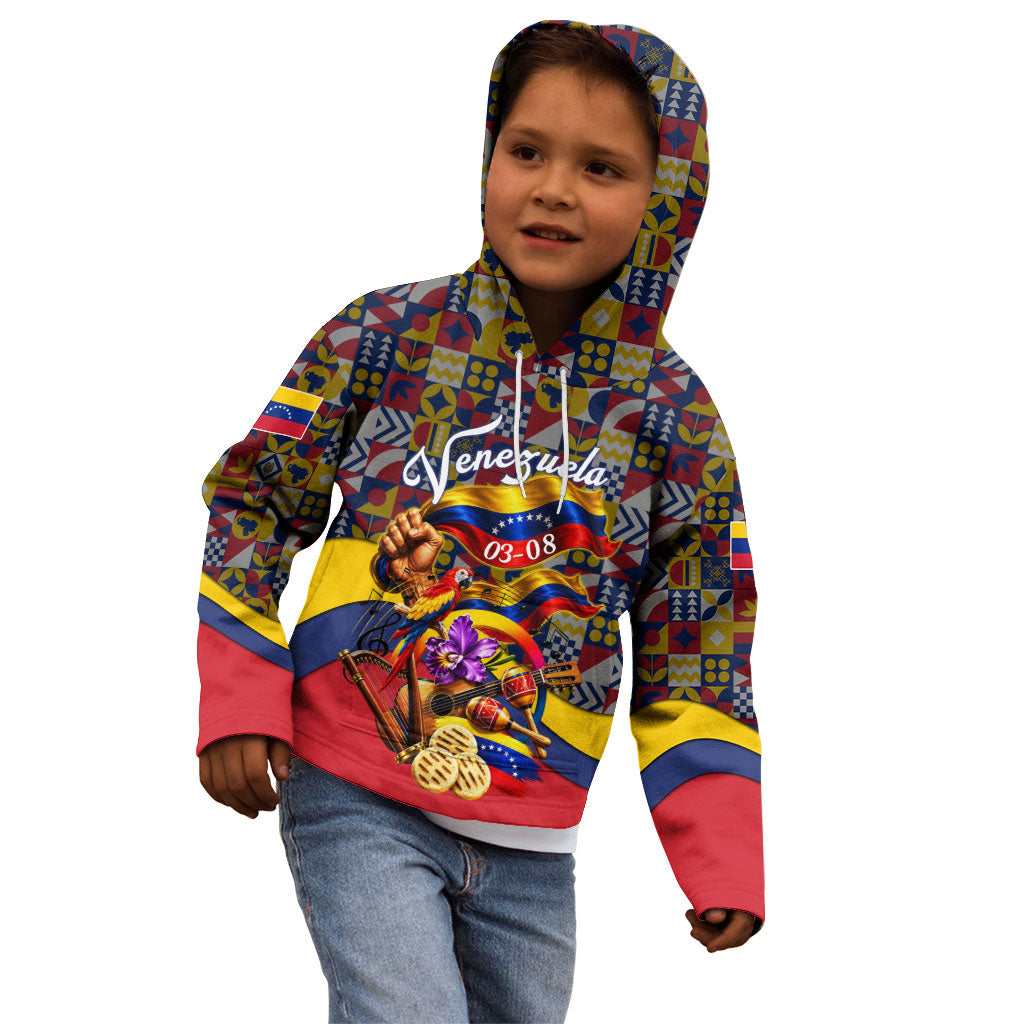 Venezuela Flag Day Patriotism Kid Hoodie Heritage Flag Jaguar Traditional Instruments