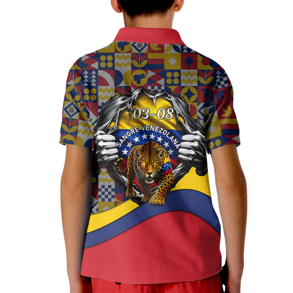 Venezuela Flag Day Patriotism Kid Polo Shirt Heritage Flag Jaguar Traditional Instruments