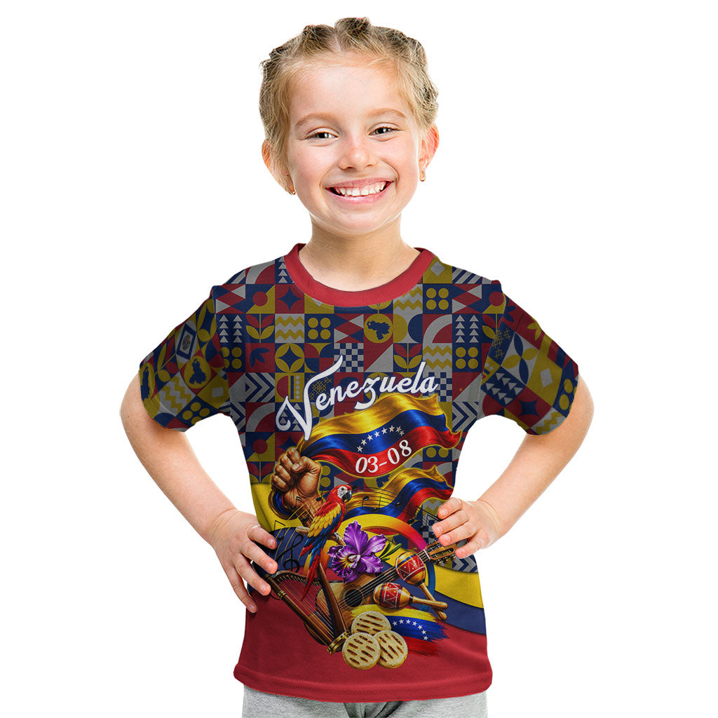Venezuela Flag Day Patriotism Kid T Shirt Heritage Flag Jaguar Traditional Instruments