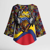 Venezuela Flag Day Patriotism Kimono Sleeve Blouse Heritage Flag Jaguar Traditional Instruments