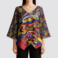 Venezuela Flag Day Patriotism Kimono Sleeve Blouse Heritage Flag Jaguar Traditional Instruments