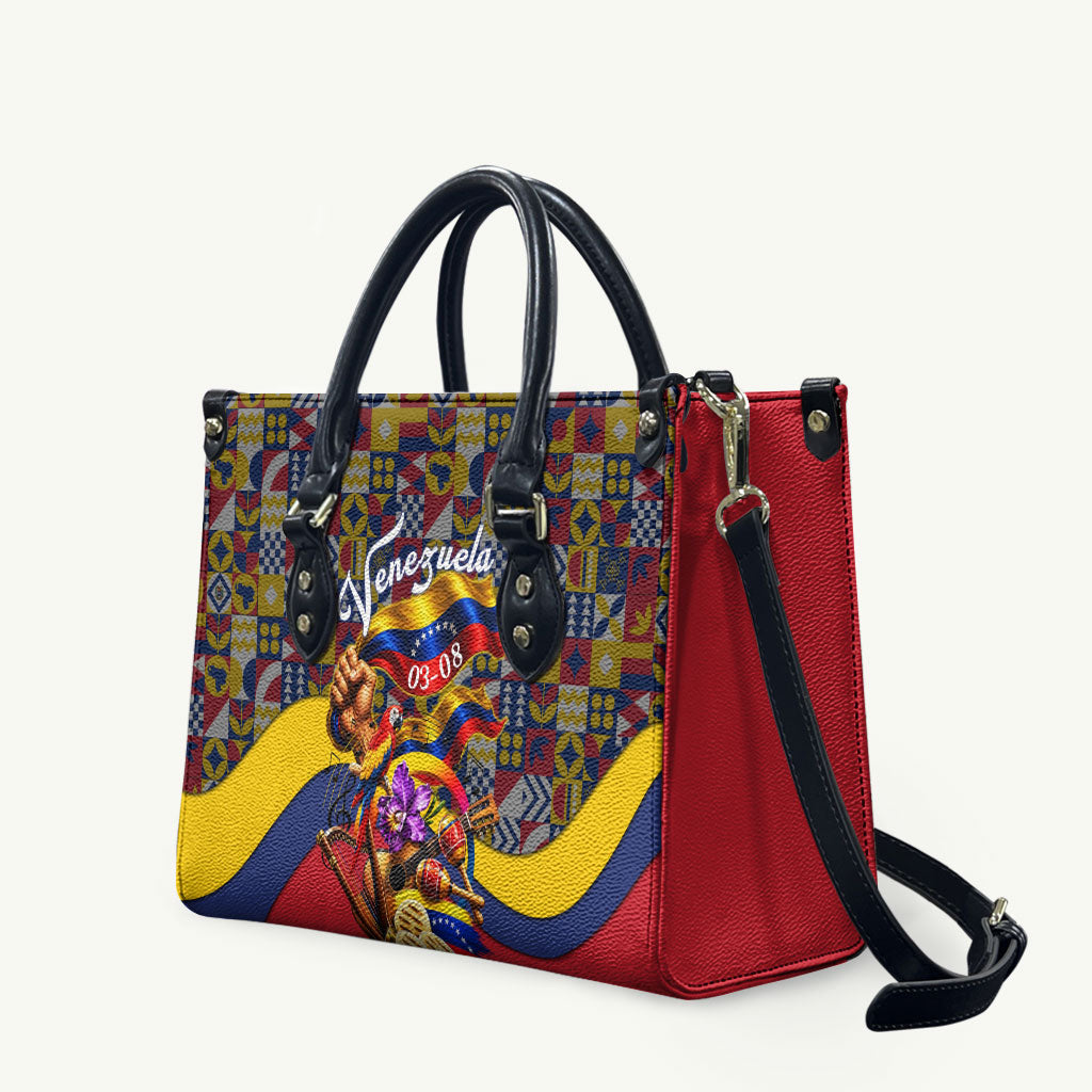 Venezuela Flag Day Patriotism Leather Bag Heritage Flag Jaguar Traditional Instruments