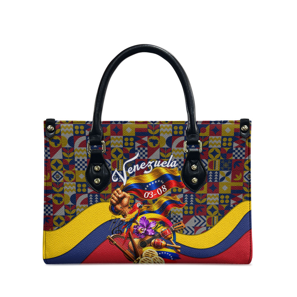 Venezuela Flag Day Patriotism Leather Bag Heritage Flag Jaguar Traditional Instruments