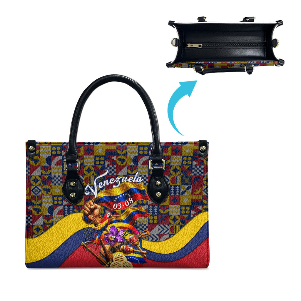 Venezuela Flag Day Patriotism Leather Bag Heritage Flag Jaguar Traditional Instruments