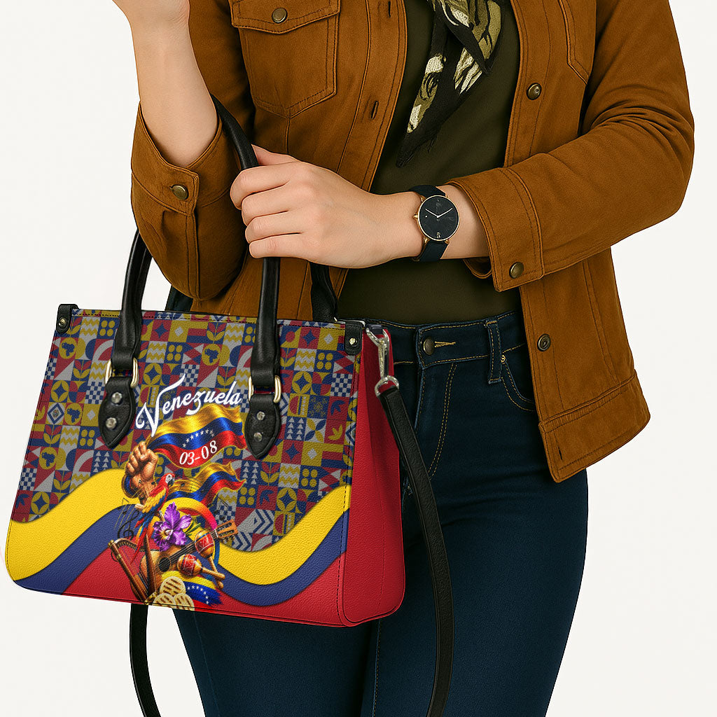 Venezuela Flag Day Patriotism Leather Bag Heritage Flag Jaguar Traditional Instruments